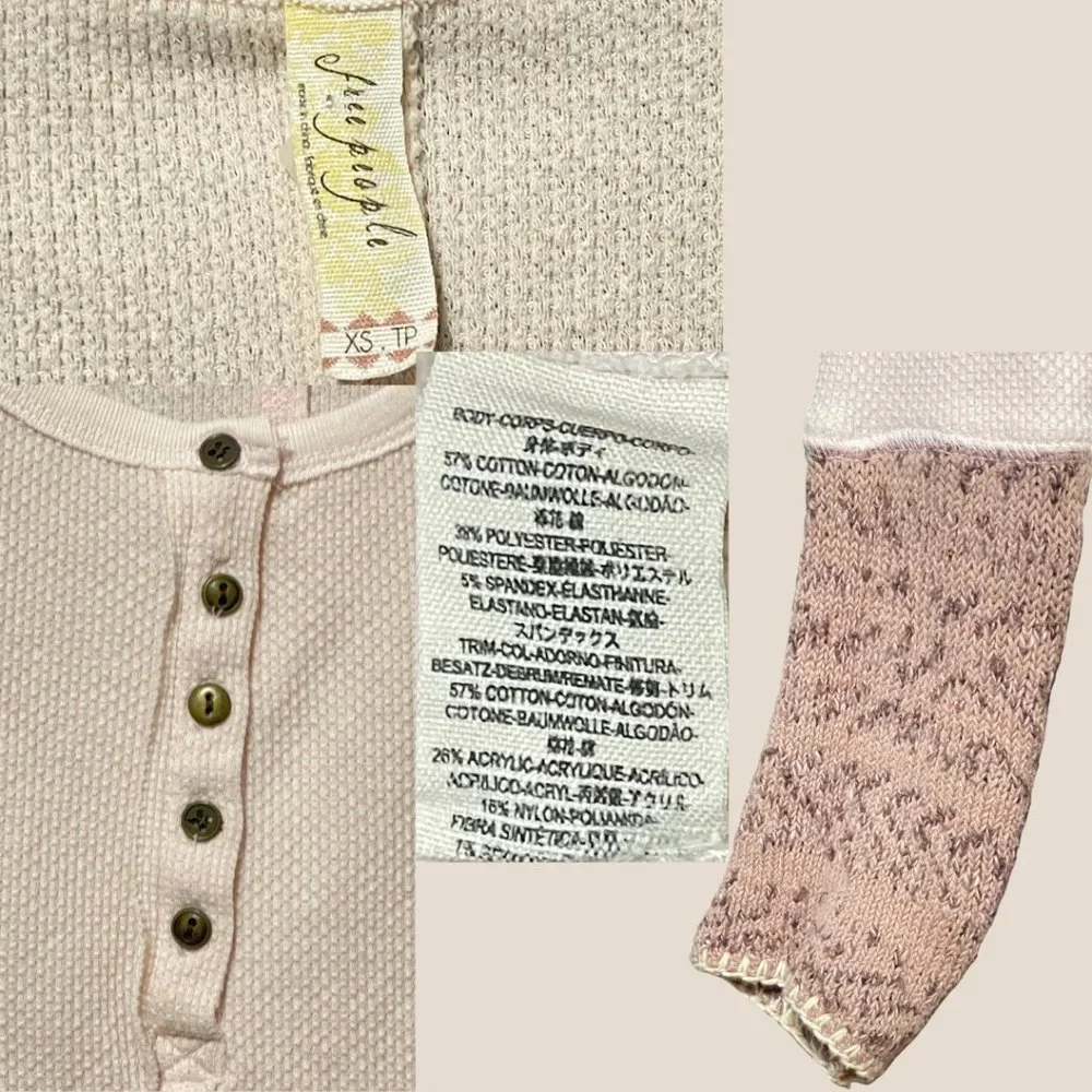 Free People Ski Lodge Alpine Cuff Thermal, Blush Pink, Size XS - Picture 5 of 5